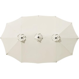 AONETOZ 12 Ribs Umbrella Canopy Replacement for 15ft Double-Sided Patio Umbrella, Frame NOT Included,Cream White