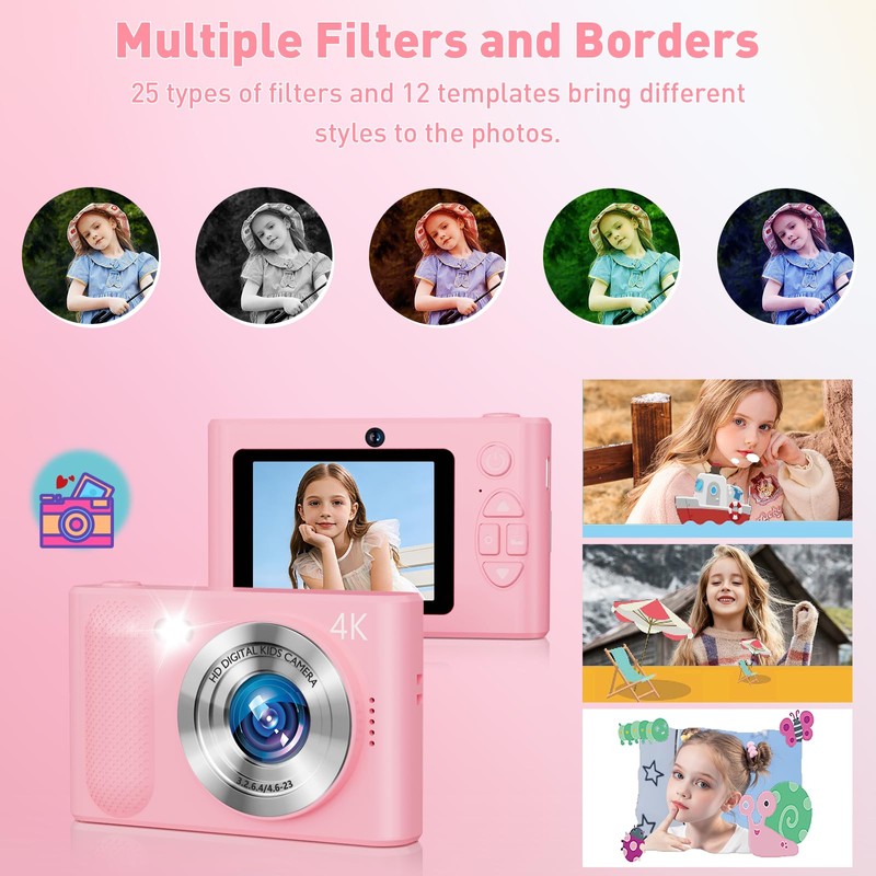 Digital Camera,48MP Kids Camera 1080P Dual Lens Cmopact Camera with