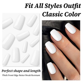 Lifextol 360PC White Coffin Press on Nails Medium Fake Nails with Glue Nail Sticky Tab, 12 Sizes White Nails Press ons Acrylic Nails Press on Nails Short Coffin Nail Tips Artificial False Fingernails