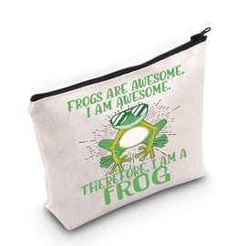 LEVLO Frog Cosmetic Makeup Bag Frog Lover Gift Frogs Are Awesome Makeup Zipper Pouch Bag For Frog Fans (Frogs Are Awesome)
