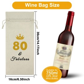 Sazuwu 80 Years Old Birthday Gifts for Women Men Wine Bag Happy 80th Birthday Gifts for Mom Dad Wine Accessories Gifts for Wine Lovers Gifts for Someone Turning Sixty 1944 Birthday Gifts