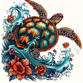 2pcs Sea Turtle Pattern Iron On Transfers for T-Shirts Rub on Transfers Stickers Vinyl Ready to Press Stickers Iron on Decals for T-Shirts Clothing Hoodie DIY Crafts