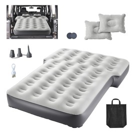 VEVOR Car Air Mattress, Fits Toyota 4runner, Jeep Wrangler, Inflatable Car Camping Mattress, Flocking Thickened Blow Up Travel Beds, Durable Portable Sleeping Pad with Built in Pump, 2 Pillows, Gray
