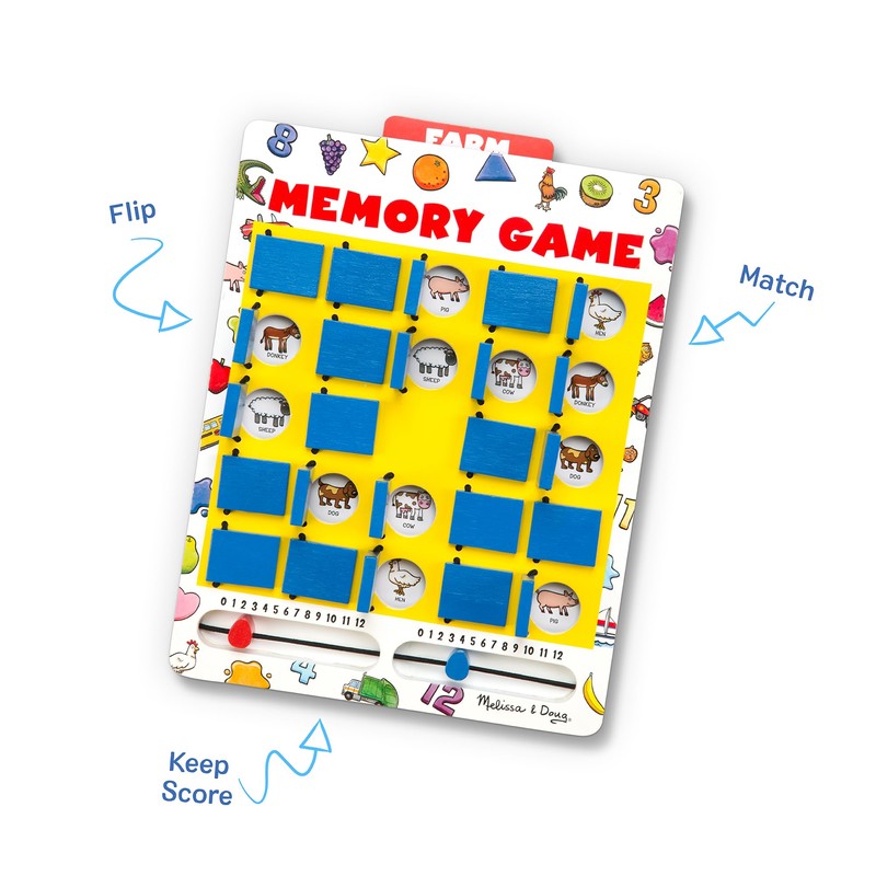 Melissa & Doug Flip-to-Win Portable Wooden Travel Game Board with