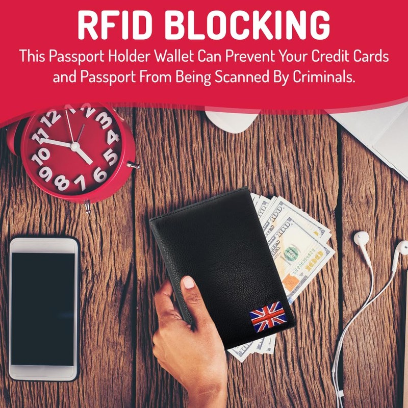 Moirento, UK Passport Cover - British, Union Jack, RFID Blocking,