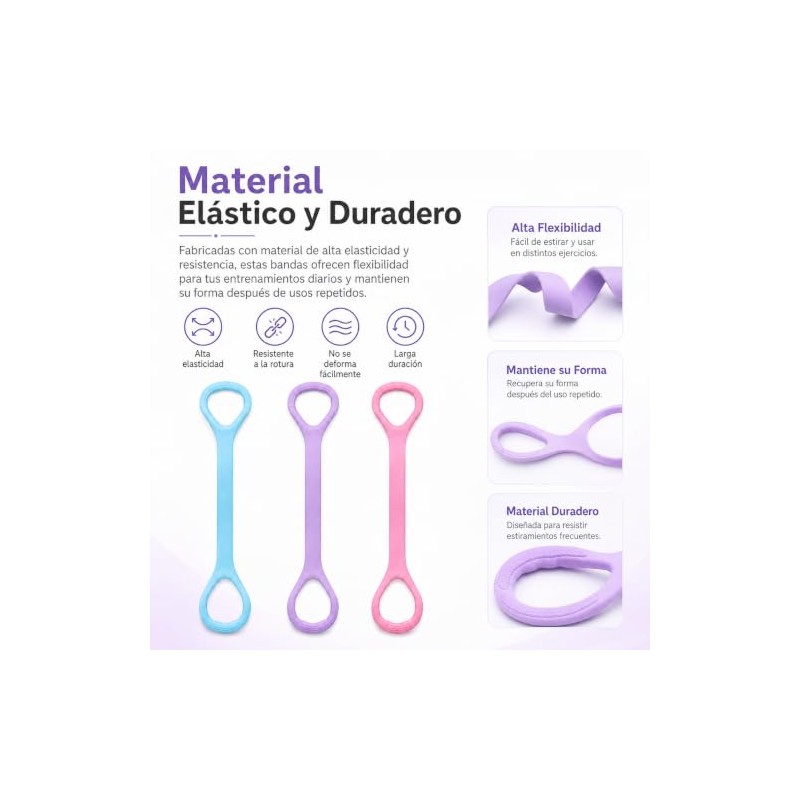 Bandas de Resistencia para Ejercicio, 3 Piezas, Yoga y Pilates