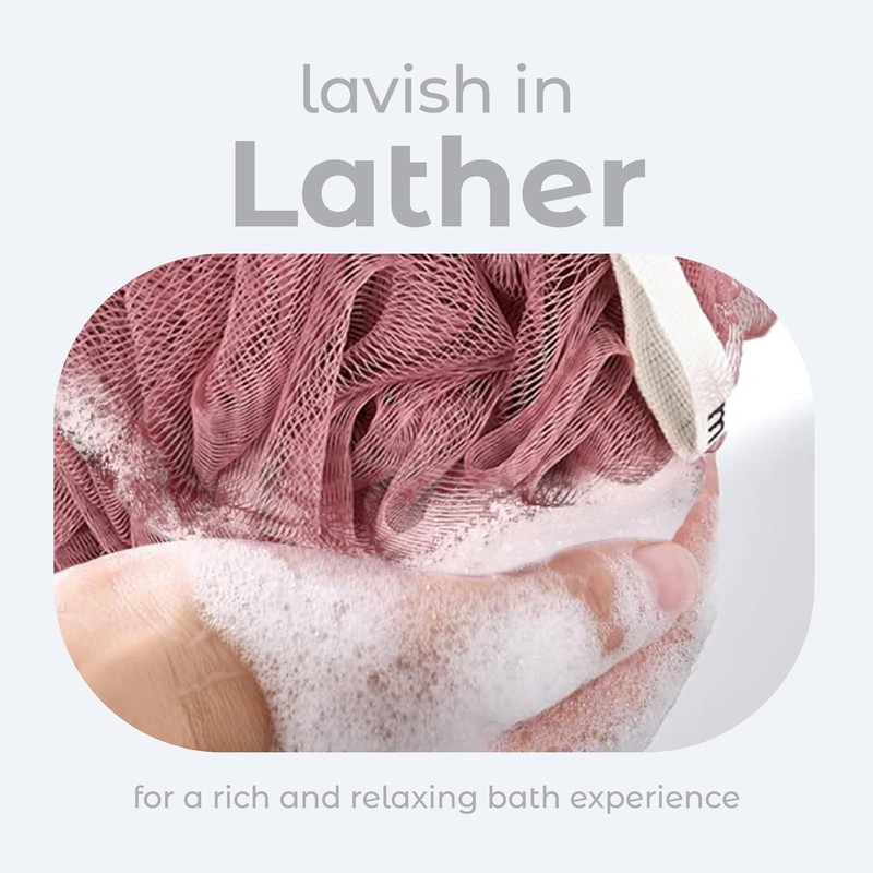 MainBasics Bath Shower Loofah Sponge Pouf Body Scrubber Exfoliator Body