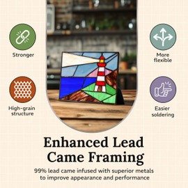 Glassco Lead Came - 1/4'' Round H Lead Came for Stained Glass - 6 Ft 2 Pk H Channel Lead Hobby Came for Stained Glass Supplies