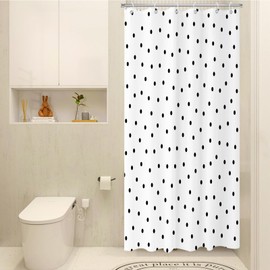 TheBlackSpot Polka Dot Shower Curtain Sets Black and White Small Circle Bath Curtains Decor Grommet with Hooks 36" W × 72" H