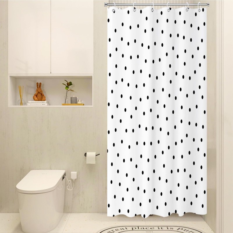 TheBlackSpot Polka Dot Shower Curtain Sets Black and White Small