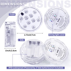 Hortsun 8 Pack Submersible LED Lights with Remote Waterproof Pool Underwater LED Light Battery Operated Bathtub16 Color Changing Lamp for Tub Pool Pond Vase Aquarium Decoration