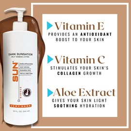Sun Laboratories Dark Sunsation Self Tanner Lotion 32 oz - Sunless Tanning with Bronzer, Leg Makeup, Sunless Tanner, Instant Self Tan, Dark Tanning Lotion and Sun Tanner