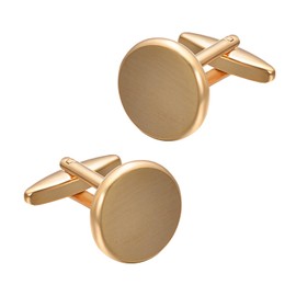 Asienice Cufflinks Men's Gold Matte Round Cuff Links Jewellery for Dance Party Business Cufflink, Copper, Without gemstones.