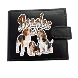 Beagle Dog Logo Anti RFID Theft Wallet Black Soft Leather Large Coin Pocket