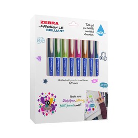 Zebra Bolígrafos De Tinta Gel J-Roller LE Brilliant Estuche 10 Piezas Multicolor.