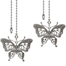 Ceiling Fan Pull Chain 12 inch Pull Chain Extension Fan Chain Extender Ceiling Fan Pulls Ornament with Ball Fan Chain Connector for Lighting Fans, 2 PACK (BUTTERFLY)