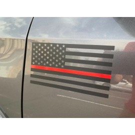 American Pair Matte Black American Flag Vinyl Stickers, Thin Red Line, Fire Fighter