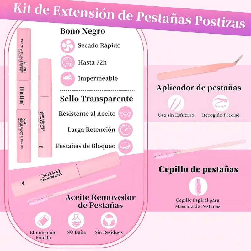 804 Kit Extension De Pestañas Maquillaje Diy 30d 40d 50d