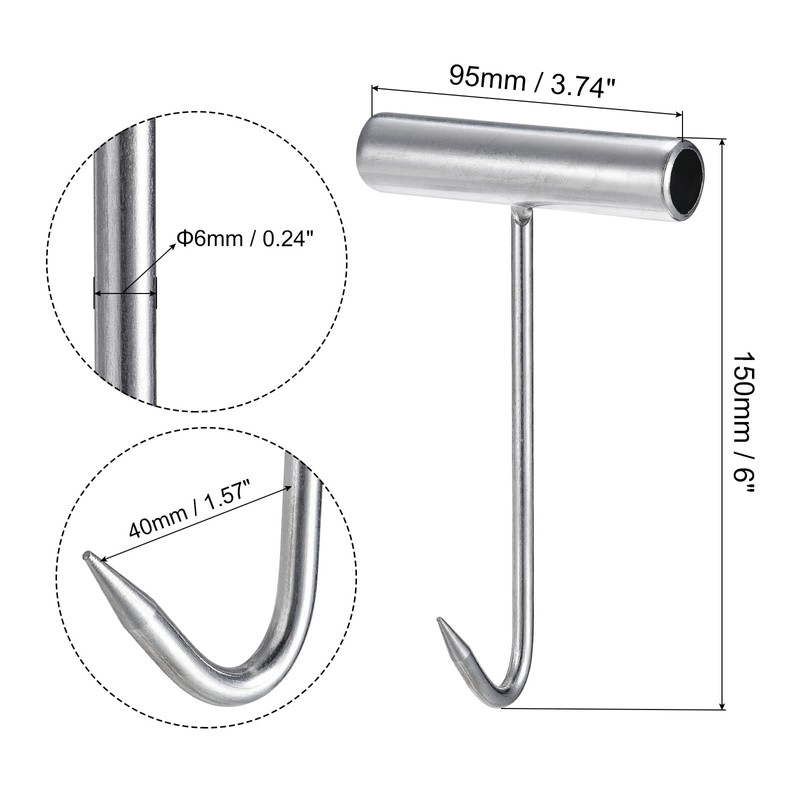 sourcing map T-Handle Meat Boning Hook, Galvanized T Hooks for