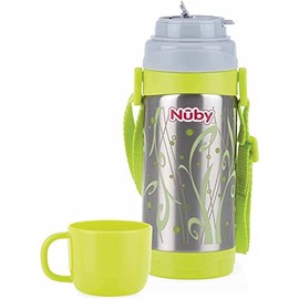 Nuby Stainless Steel Bottle Flask with Cup | Insulated up to 6 Hours, Non-Spill & Leakproof | for Hot & Cold Drinks | 360ml | for Kids, Infants & Toddlers | Age: 4yrs+
