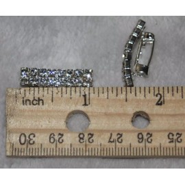 Unbranded Lot 1 dozen (12) double row rhinestone curved bar pin clasps  1" long