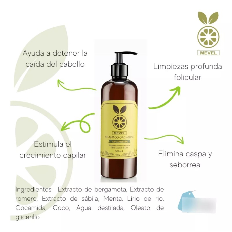 MEVEL Shampoo Y Acondicionador Orgánico Bergamota Romero Y Sábila