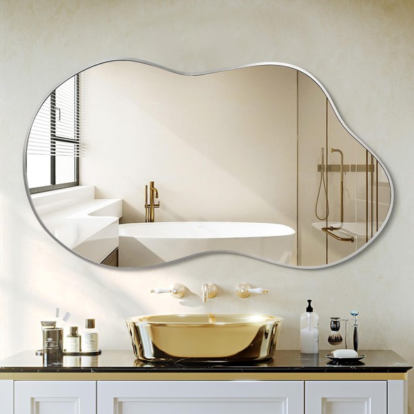 Dorlicecass Irregular Wall Mirror - Wall Mirrors Decorative 26"x46" Silver
