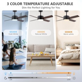 42" Ceiling Fans with Lights and Remote, LED Flush Mount Ceiling Fan with Dimmable Light, 6 Speed Reversible Ceiling Fan Light with Dual-Sided Blades for Bedroom, Farmhouse, Living Room, Garage