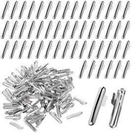 100Pcs Stainless Steel Elastic Cord Crimp Ends Half Cover Cords Lock Ends Fastener Cord Locks End Crimp Metal Barbs for Elastic String Barbed for Masks Binding Hanging