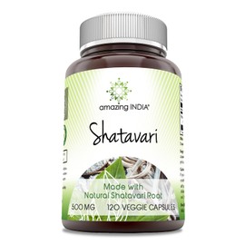 Amazing India Natural Shatavari Supplement | 500 Mg per Serving | 120 Veggie Capsules | Non-GMO | Gluten-Free | Made in USA