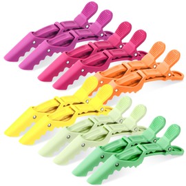 Havawish 12 Pcs Alligator Clips for Hair Styling Matte Alligator Crocodile Clips for Women Hair Sectioning(Neon Colors)