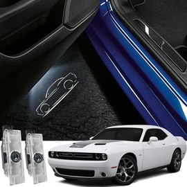 2PCS Never Fade Door Lights Logo for Dodge Challenger 2015-present, Courtesy LED Welcome Puddle Projection Light Lamps Accessories (CAR)