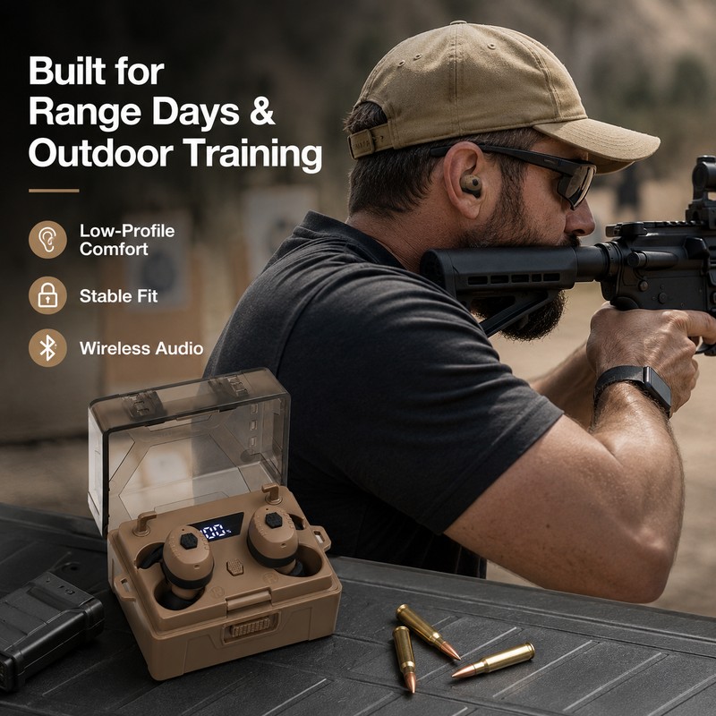 Bluetooth Electronic Shooting Earbuds for Range Use – Rechargeable In-Ear