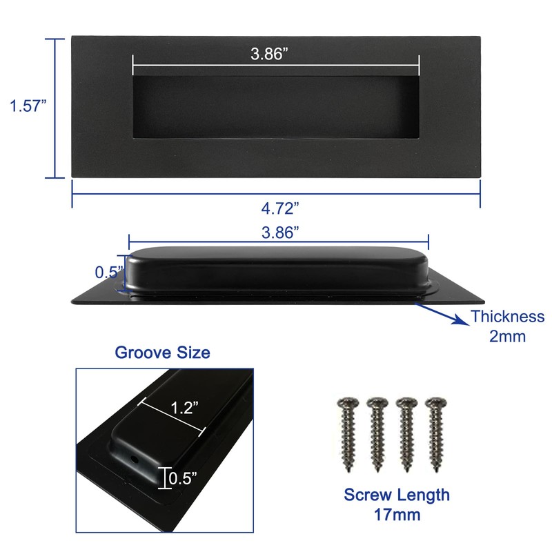 Recessed Finger Flush Pulls - Hadnles Fit Wardrobe Doors, Pocket