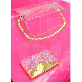 Durapak Supplies 36 PCS 6(W) x4(D) x11.5(H) Rope Handle w/Golden Card Bottom, Clear Plastic PVC Boxes for Party Favor Wedding Favor, retail products packaging and display