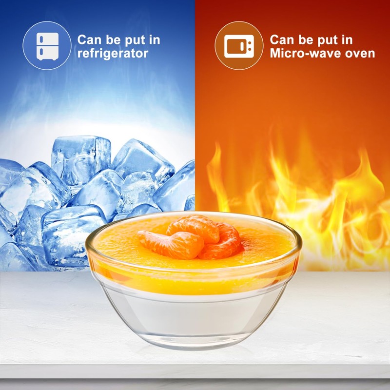 Small Prep Mixing Bowls: 2.3x1.1Inch Mini Prep Bowls Stackable Glass