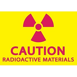Zing Green Products 1929S Recycled Polystyrene "Caution Radioactive Materials" Safety Sign, Self-Adhesive, Magenta on Yellow, 10" Length, 7" Width