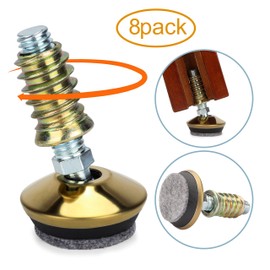 Hot Favorable Swivel Furniture Levelers - Adjustable Leveling Legs for Tables Chairs Cabinets-1.35" Diameter Base with Felt Pads, 3/8"-16 Thread- Brass (8PK)