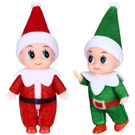 Pack of 2 Christmas Elf Figures, Christmas Elf Figures, Christmas Elf Doll, Gnome Figure, Small, Christmas Decoration Gnome Figures for Boys Girls Christmas Gift (B)