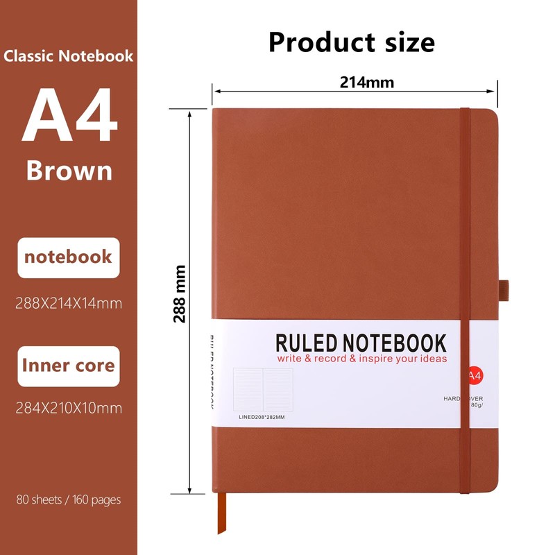 HIJYOO A4 Notebook, Notebook A4 Journal Notebook Hardcover Notepad with