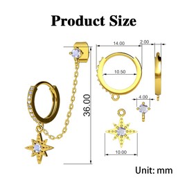 TTPSRY Earrings for Women Girls Elegant Dangle Earrings 14K Hexagonal Star with Zirconia Chain Earrings Jewellery Gifts, Copper