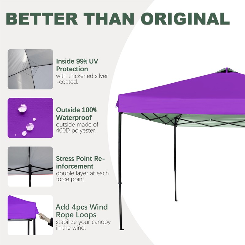 JANCANOPY 12x12 Canopy Replacement Top with Air Vent Silver Coated