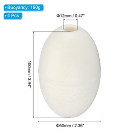 PATIKIL 3.94" x 2.36" Rope Float Buoy, 4 Pcs 190g Deep Water Floats Rope Float Buoy Great for Trail Markers Dock Floats Kayak Boats Swimming Pool, White