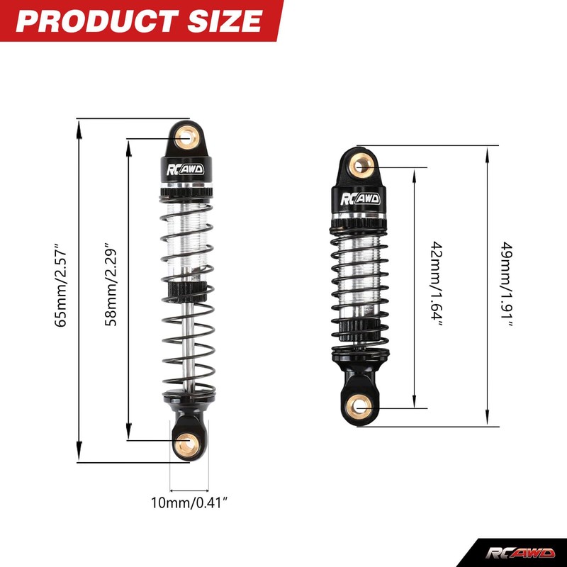 RCAWD 65mm Lengthen TRX4M Shocks Oil Type for TRX4M 1/18