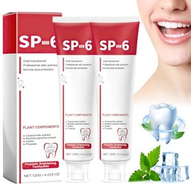 2Pcs Sp-6 Whitening Toothpaste, Sp-6 Probiotic Whitening Toothpaste, Pasta de dientes para el cuidado de la limpieza profunda, aliento fresco 120 g
