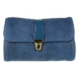 Girly Handbags Italian Snake Leather Clutch Bag Messenger - Denim