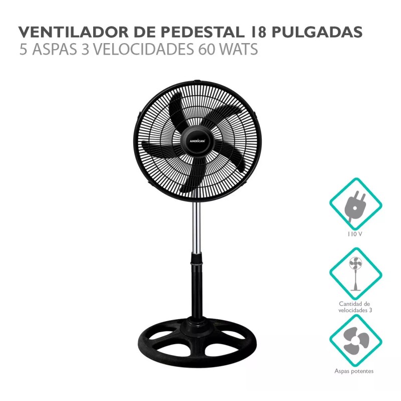 American Ventilador Pedestal American 7418 18 Pul 5 Aspas 3