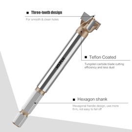 Drill Bit Set for Woodworking, Diameter 0.63inch, Carbide Tipped Wood Hole Saw Auger Opener, Hole Opener Hinge Hole Cutter for Woodworking, Plastic, Plywood Products