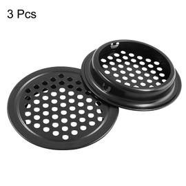Aracombie 15PCS Black Circular Soffit Vent 2.1"(53mm) - Stainless Steel Round Mesh Hole Air Vents for Cabinet, Wardrobe, and Shoebox - High Flow and Durable Design