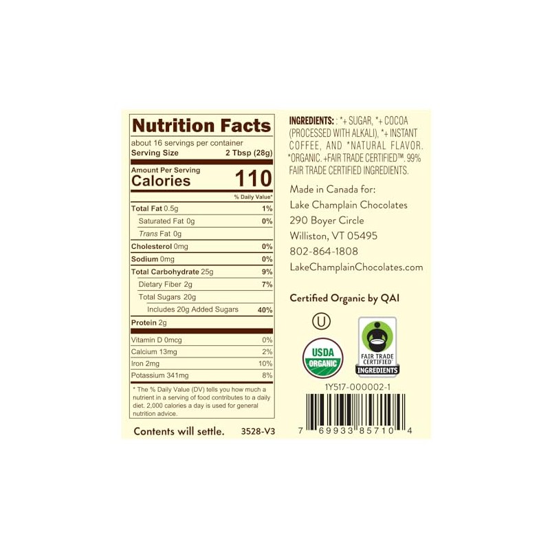 Lake Champlain Chocolates Mocha Hot Chocolates,Net wt 16 oz